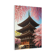 Traditional Japanese Pagoda With Cherry Blossoms Wall Art & Canvas Prints