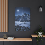 Moonlit Himalayan Peaks & Stupa Wall Art & Canvas Print