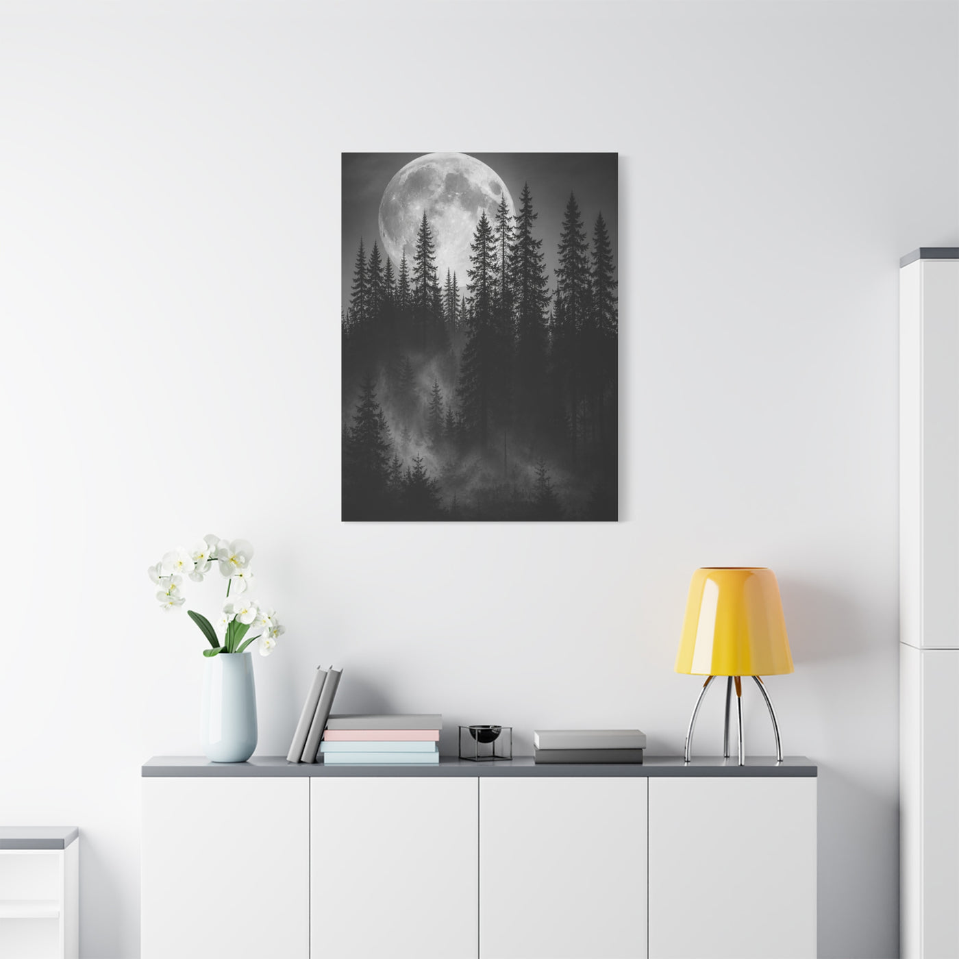 Moonlit Pine Forest Mystical Night Trees Wall Art & Canvas Print