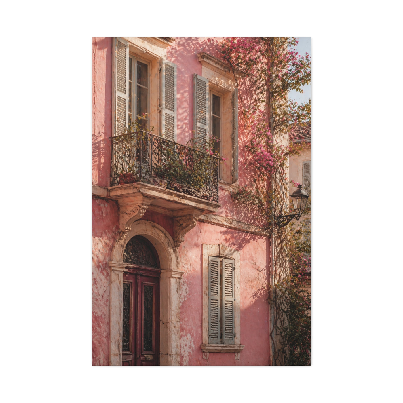 Romantic European Pink Facade Wall Art & Canvas Print