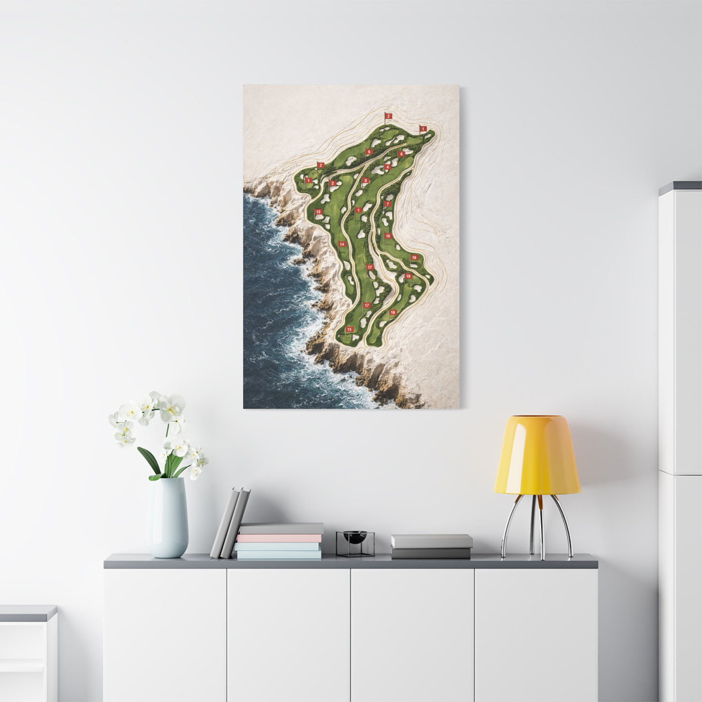 Sculpted Seaside Golf Course Map Wall Art & Canvas Print