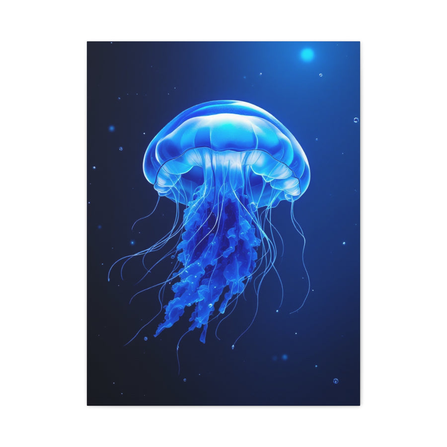Glowing Jellyfish in Midnight Blue Waters Wall Art & Canvas Prints