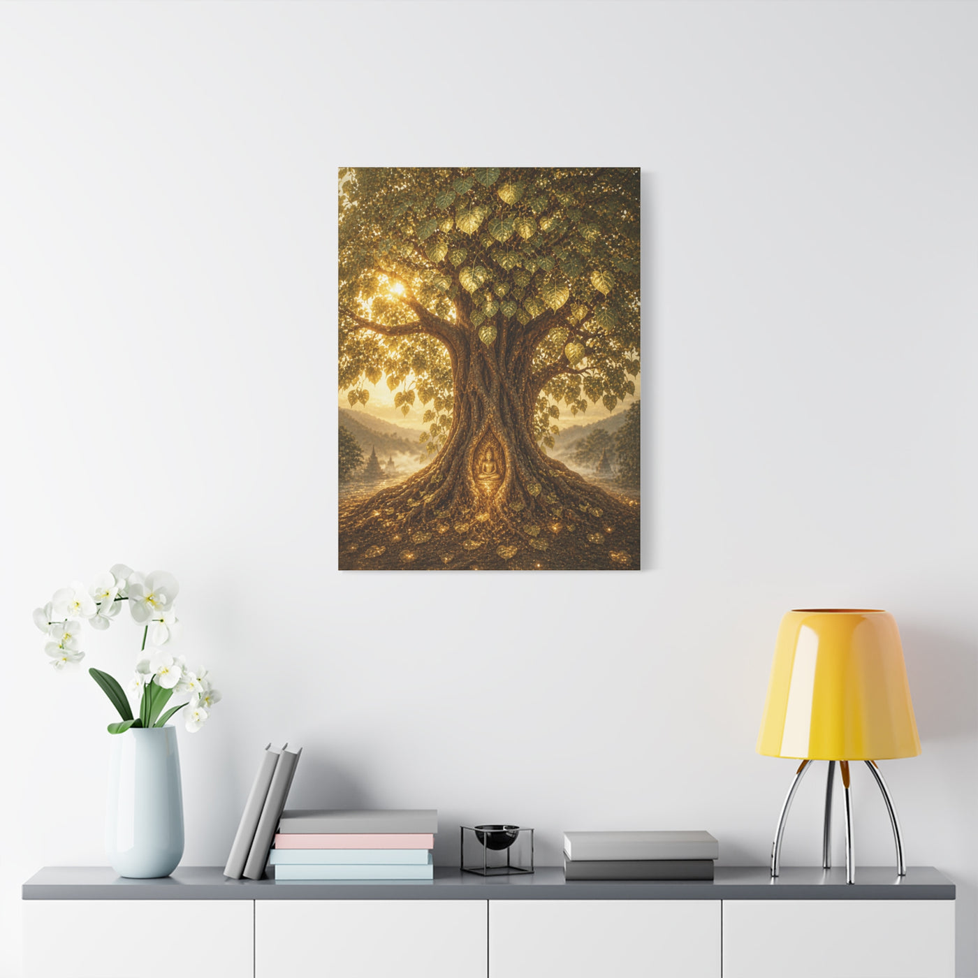 Golden Bodhi Tree Illumination Wall Art & Canvas Print