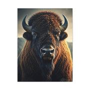 Warm-Toned Symmetrical Bison Portrait Wall Art & Canvas Print