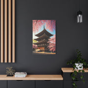 Traditional Japanese Pagoda With Cherry Blossoms Wall Art & Canvas Prints