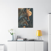 Mother and Cub Moonlit Fox Portrait Wall Art & Canvas Print