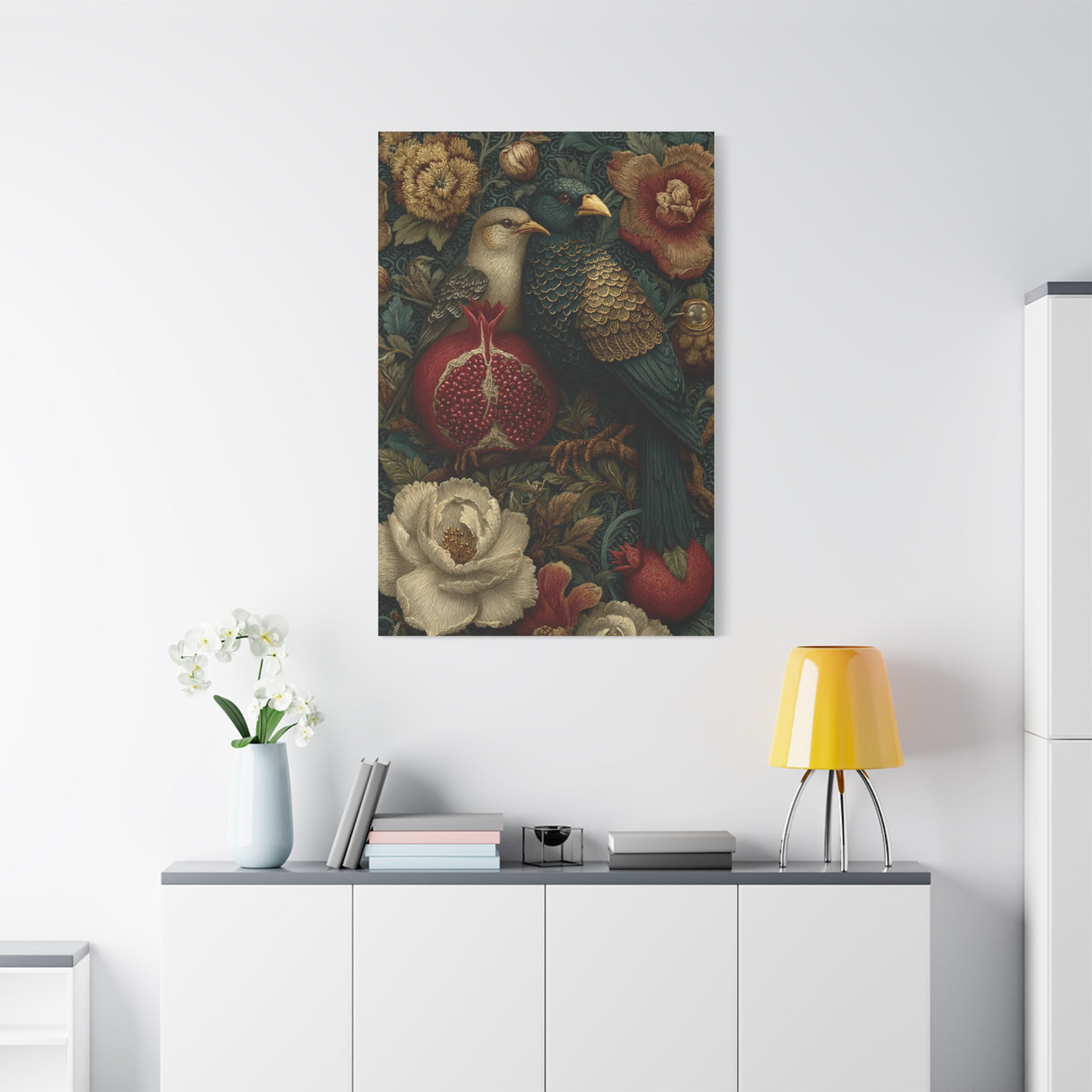 Vintage Botanical Birds & Pomegranate Wall Art & Canvas Print