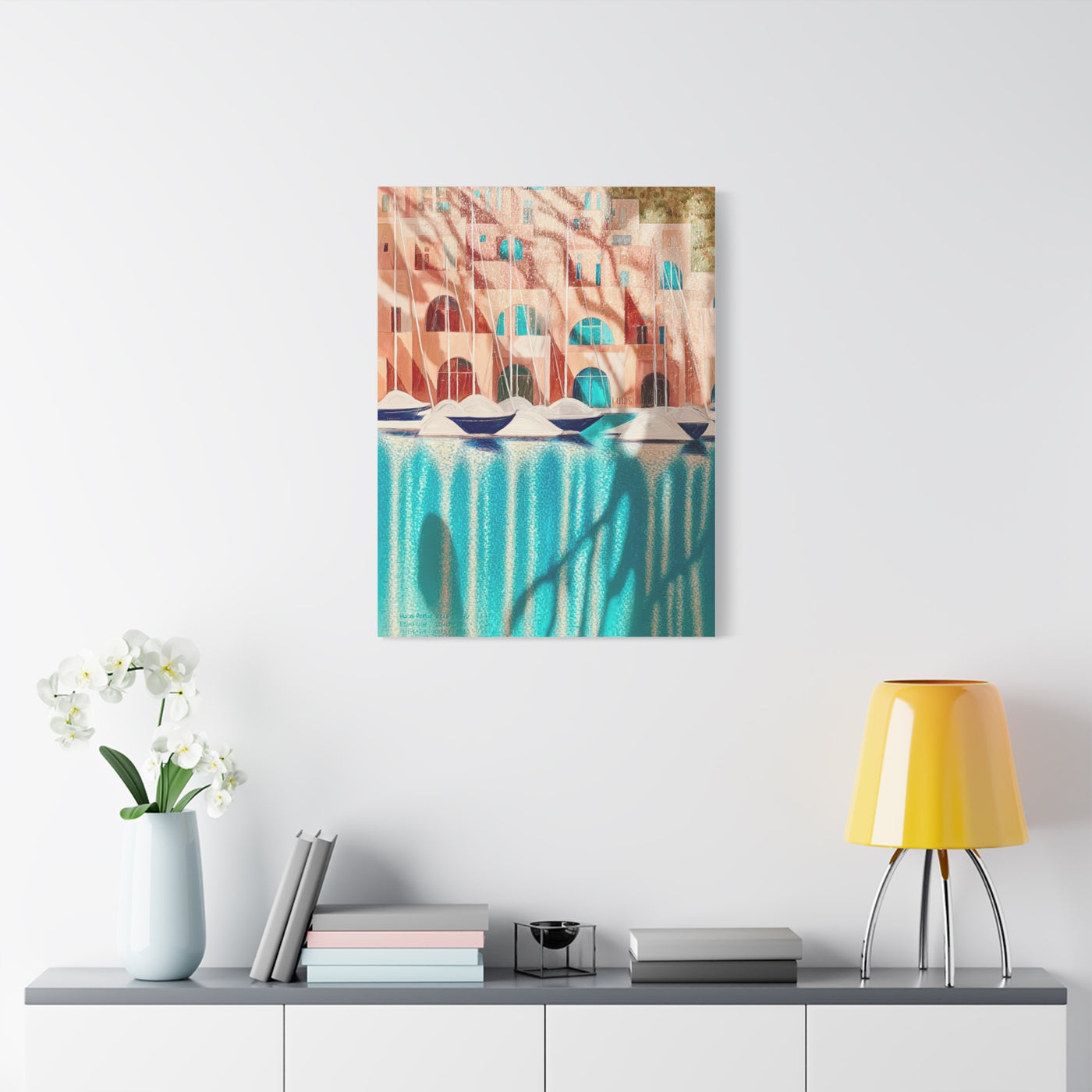 Modern Cubist Harbor Painting Wall Art & Canvas Print
