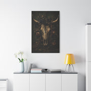 Dark Floral Longhorn Skull Statement Wall Art & Canvas Print