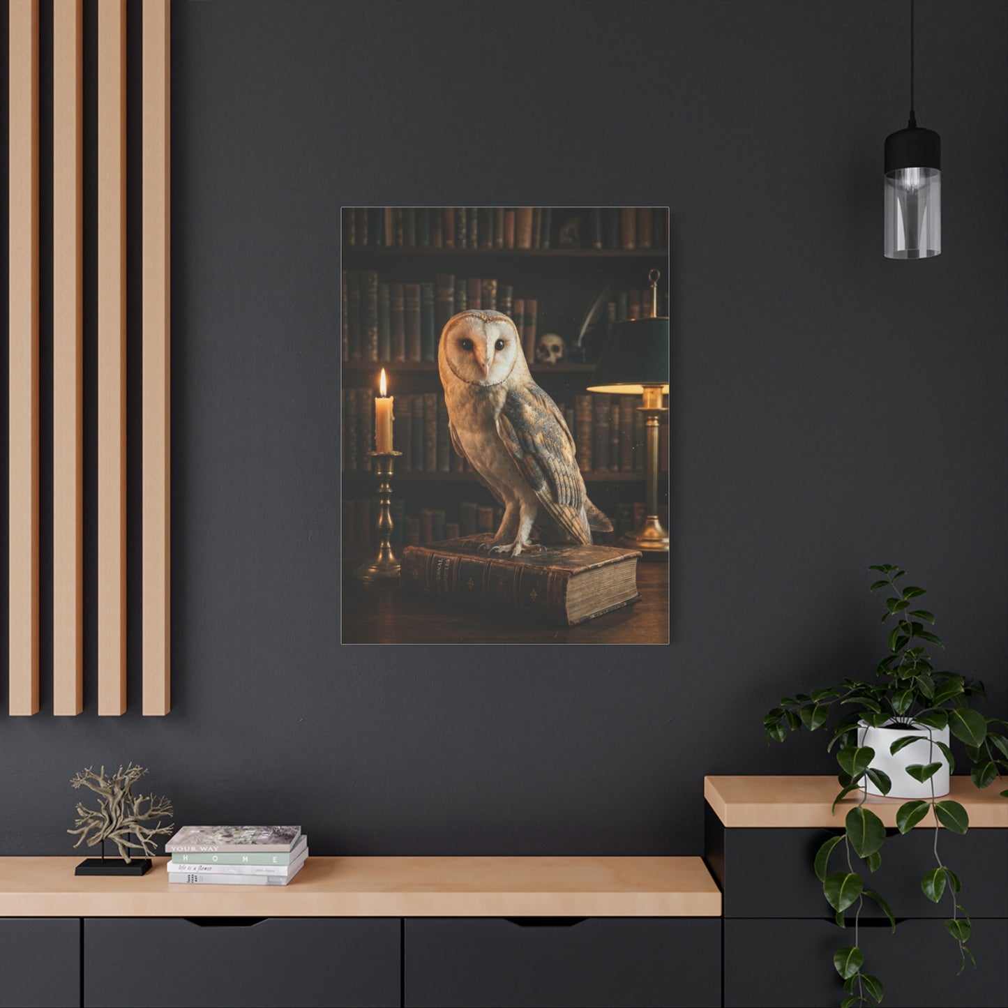 Classic Majestic Barn Owl Library Portrait Wall Art & Canvas Print