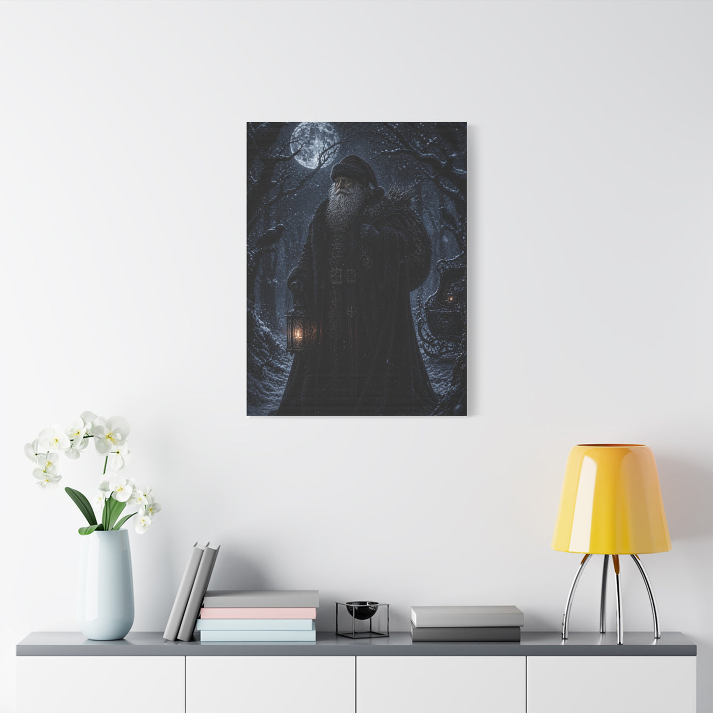 Gothic Moonlit Santa Forest Wall Art & Canvas Print