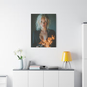 Blonde Muse Fire Camera Portrait Wall Art & Canvas Print