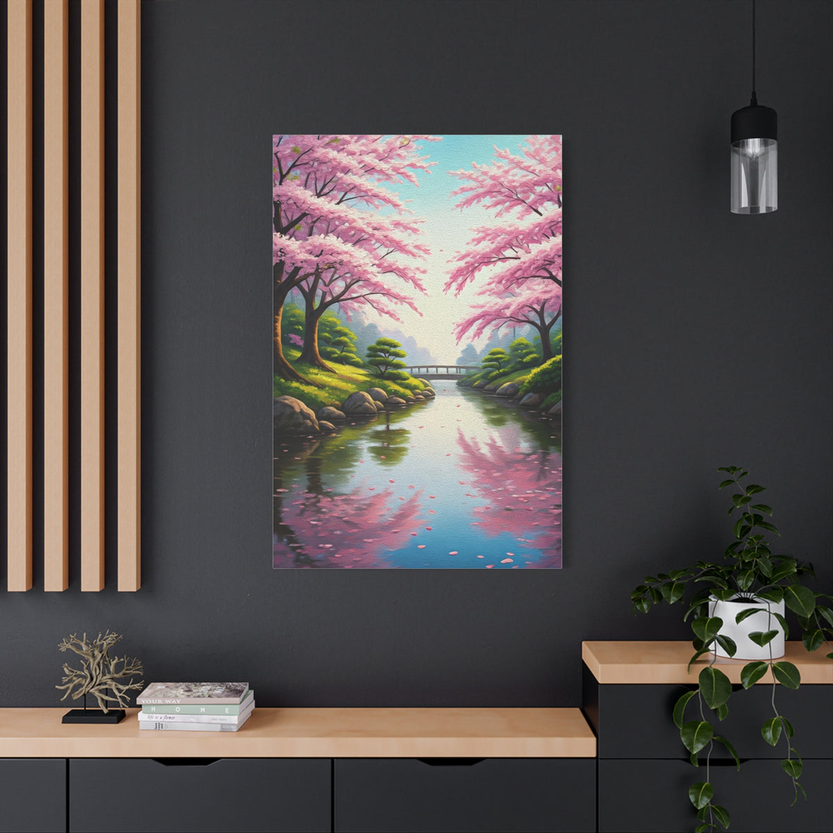 Sakura River Garden Reflection Wall Art & Canvas Prints