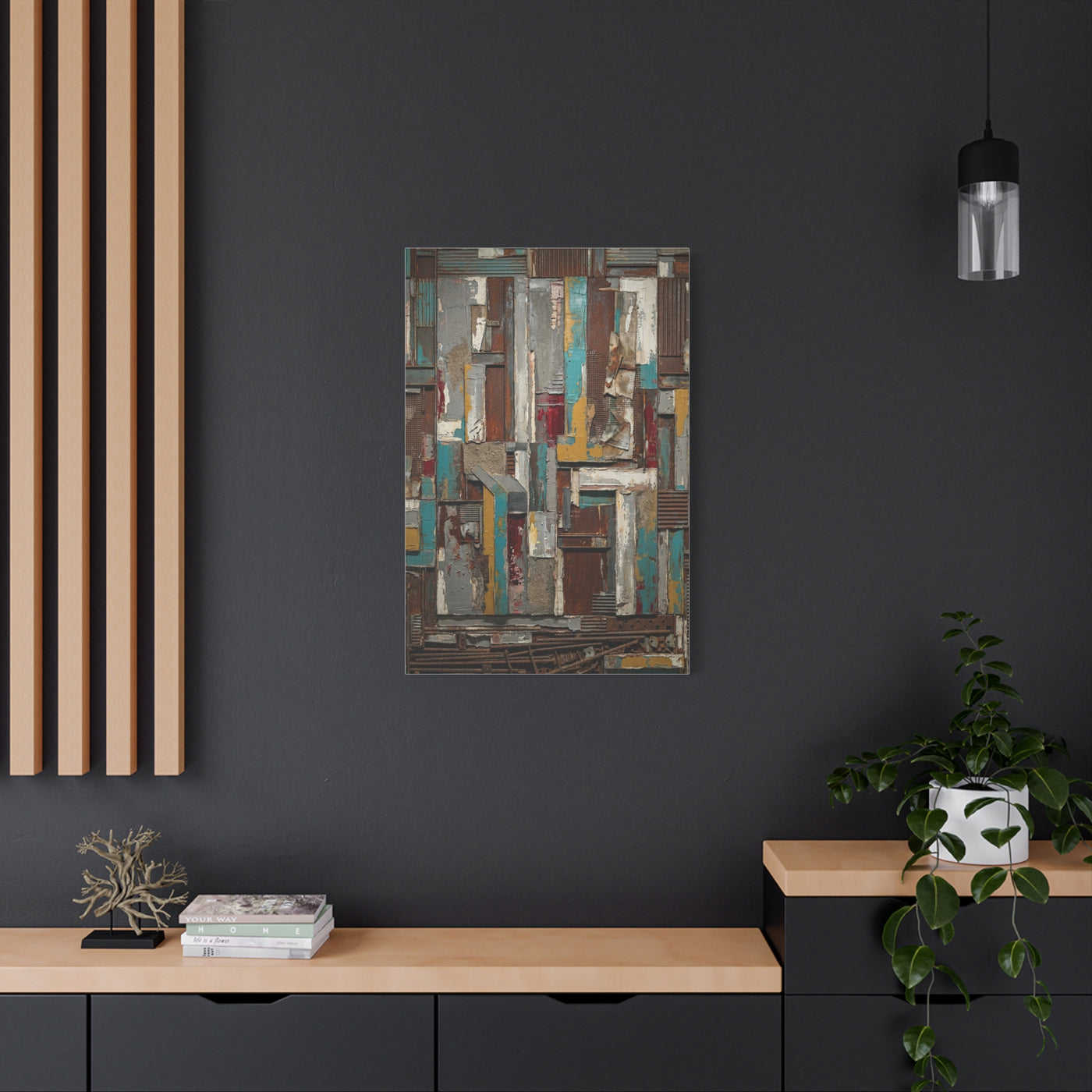 Mid-Century Modern Muted Geometric Color Block Wall Art & Canvas Print