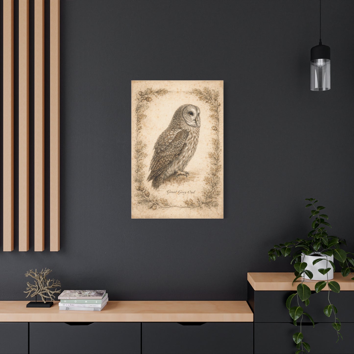 Antique Natural History Owl Study Wall Art & Canvas Print