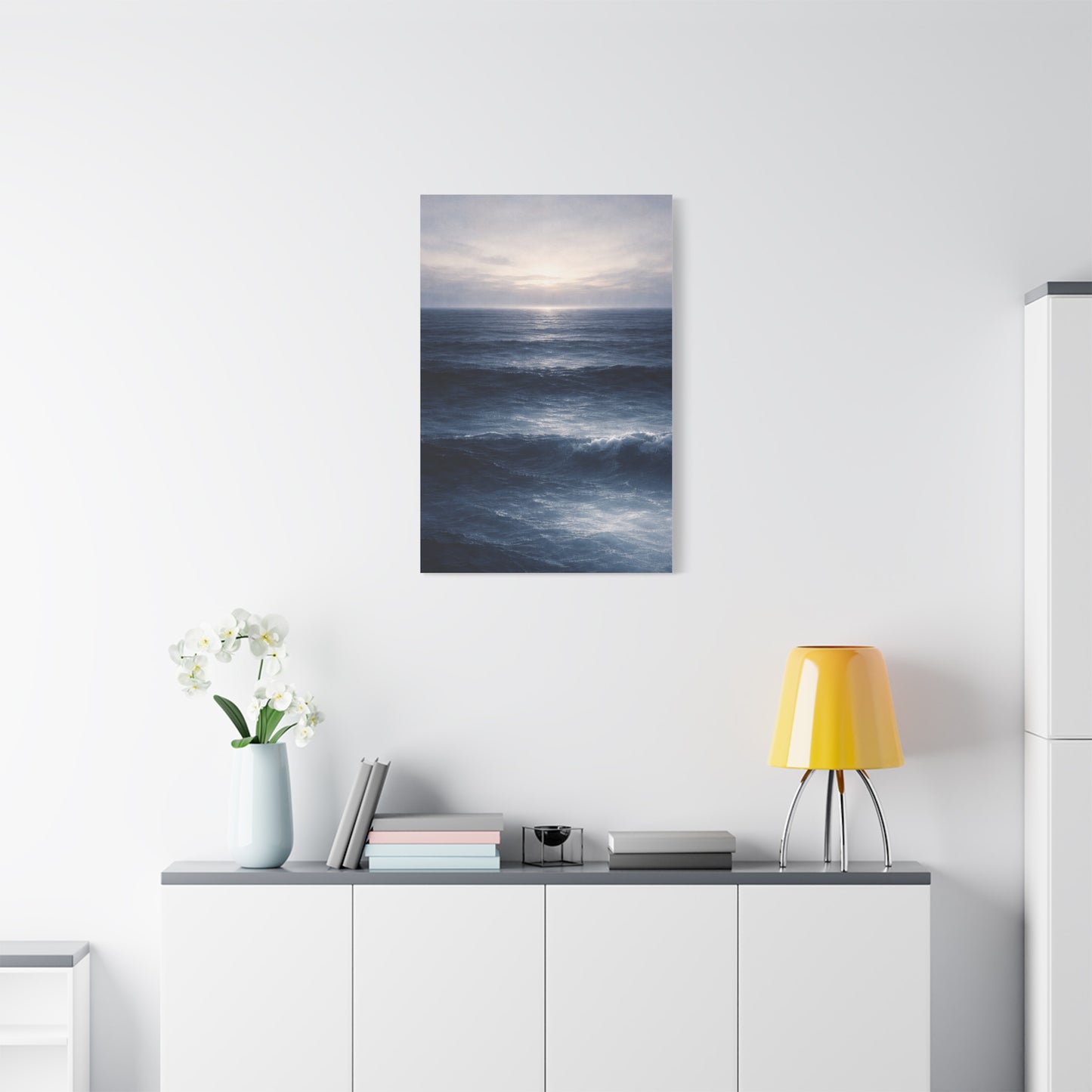 Calm Navy Ocean Horizon Wall Art & Canvas Print