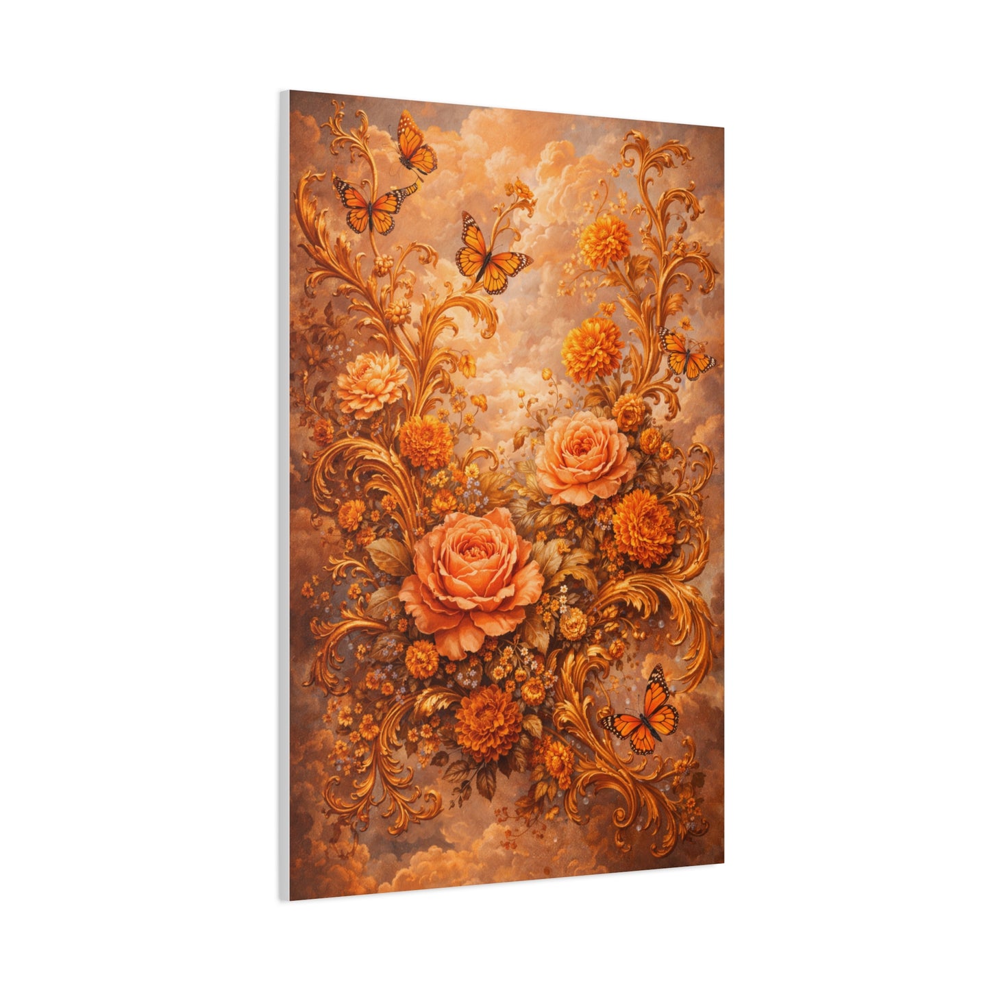 Baroque Orange Botanical Arrangement Wall Art & Canvas Print