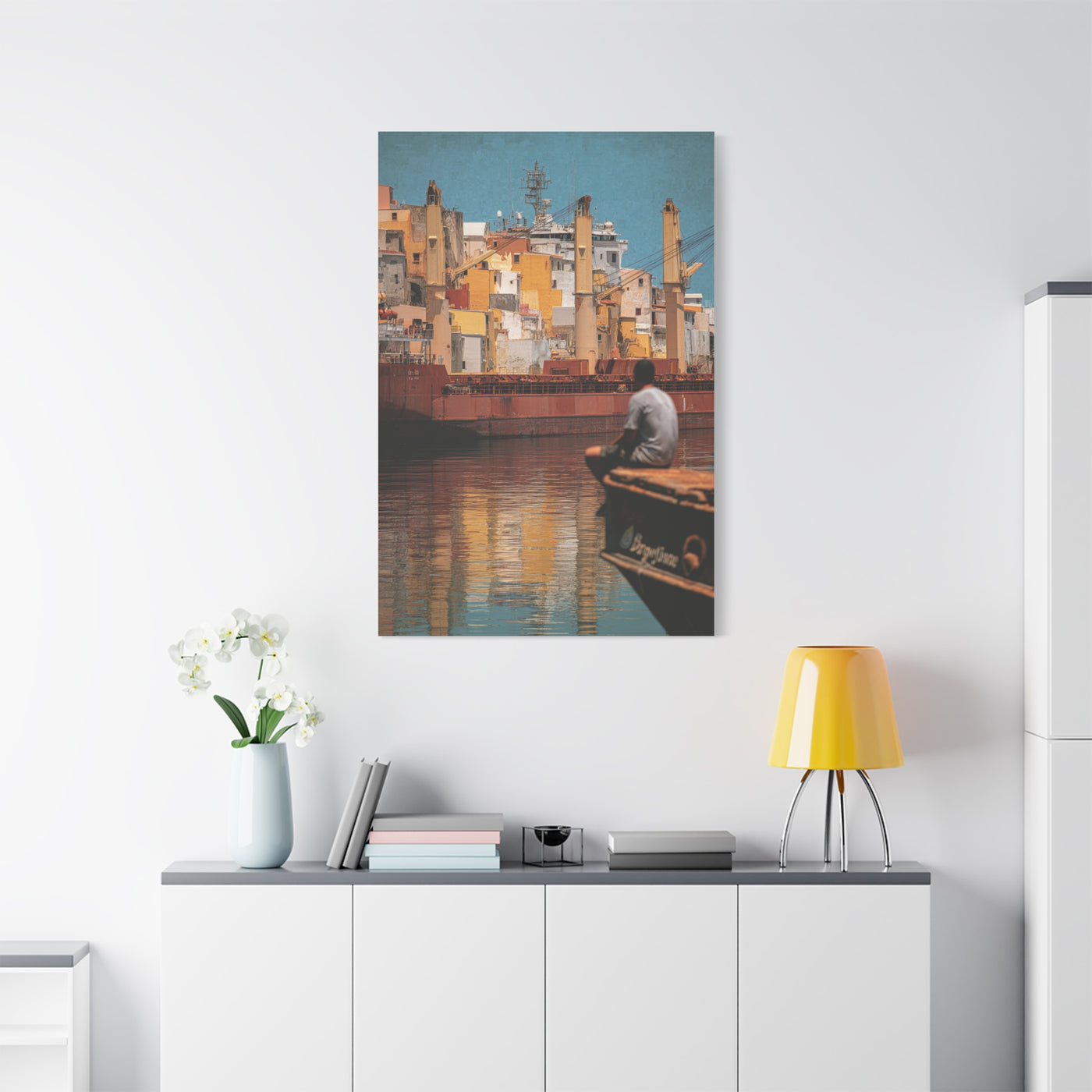 Mediterranean Industrial Harbor Contemporary Wall Art & Canvas Print