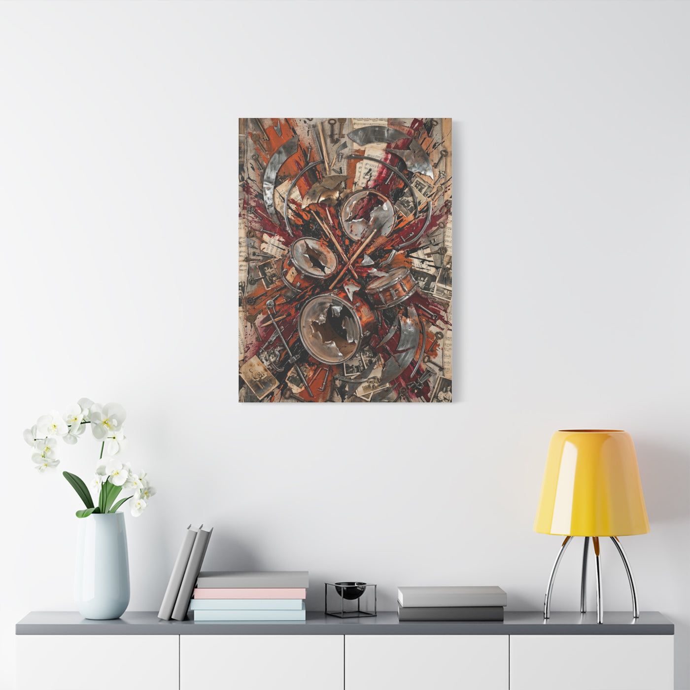 Industrial Drum Explosion Collage Wall Art & Canvas Print