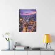 Snowy Village Santa Lantern Walk Wall Art & Canvas Print