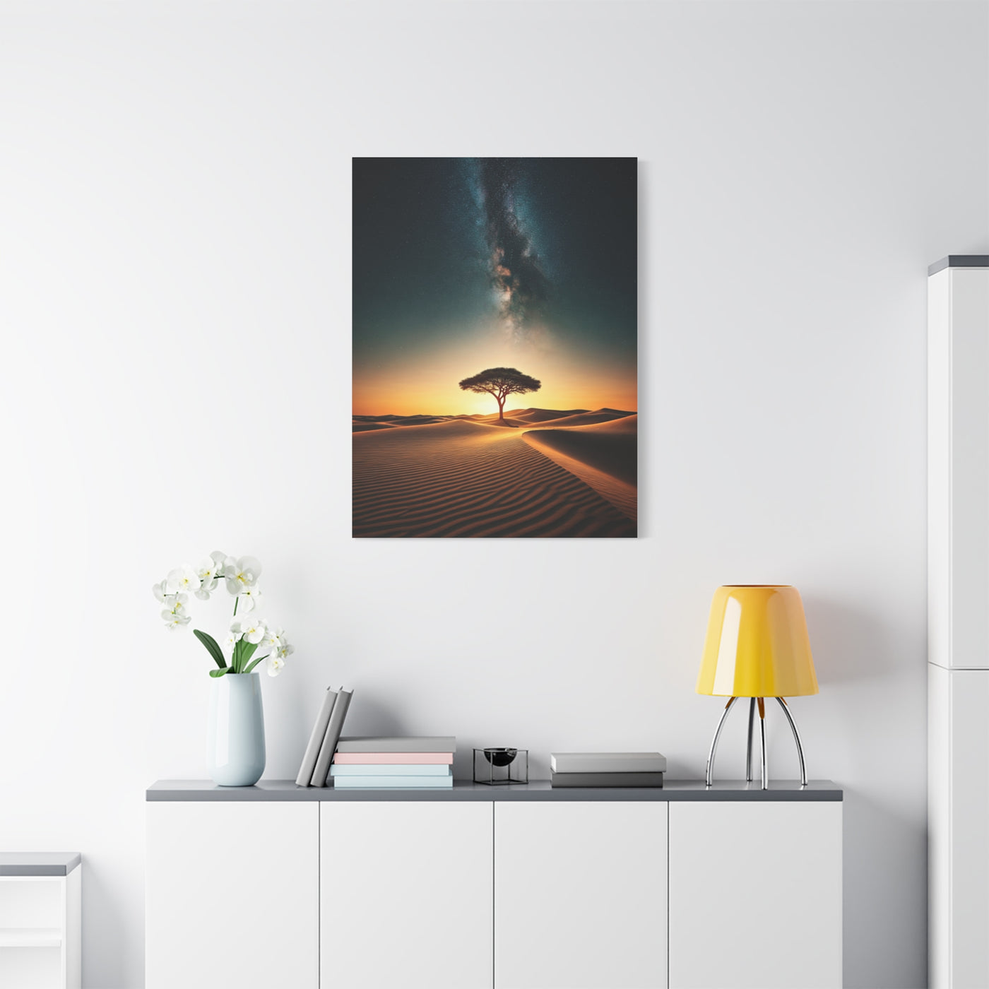 Lone Acacia Under the Cosmic Sky Wall Art & Canvas Prints