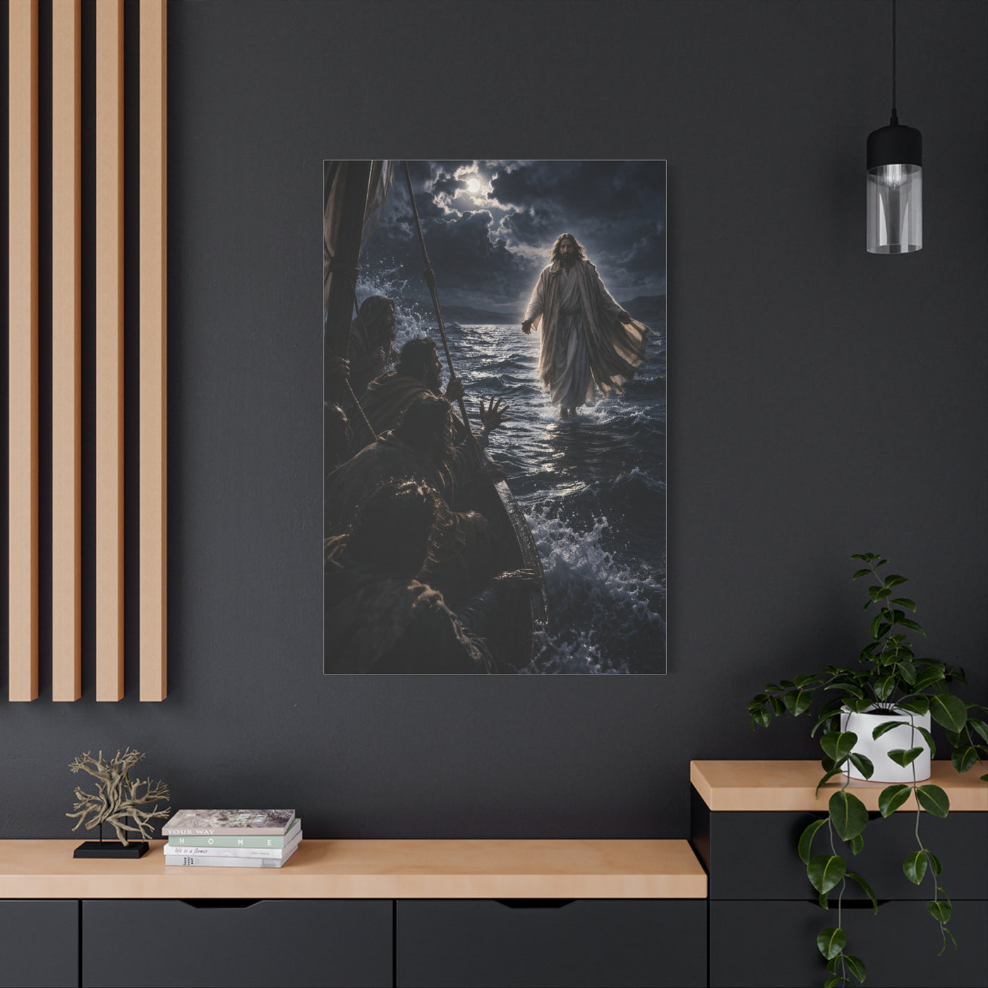 Jesus Walking on Water Night Miracle Wall Art & Canvas Print