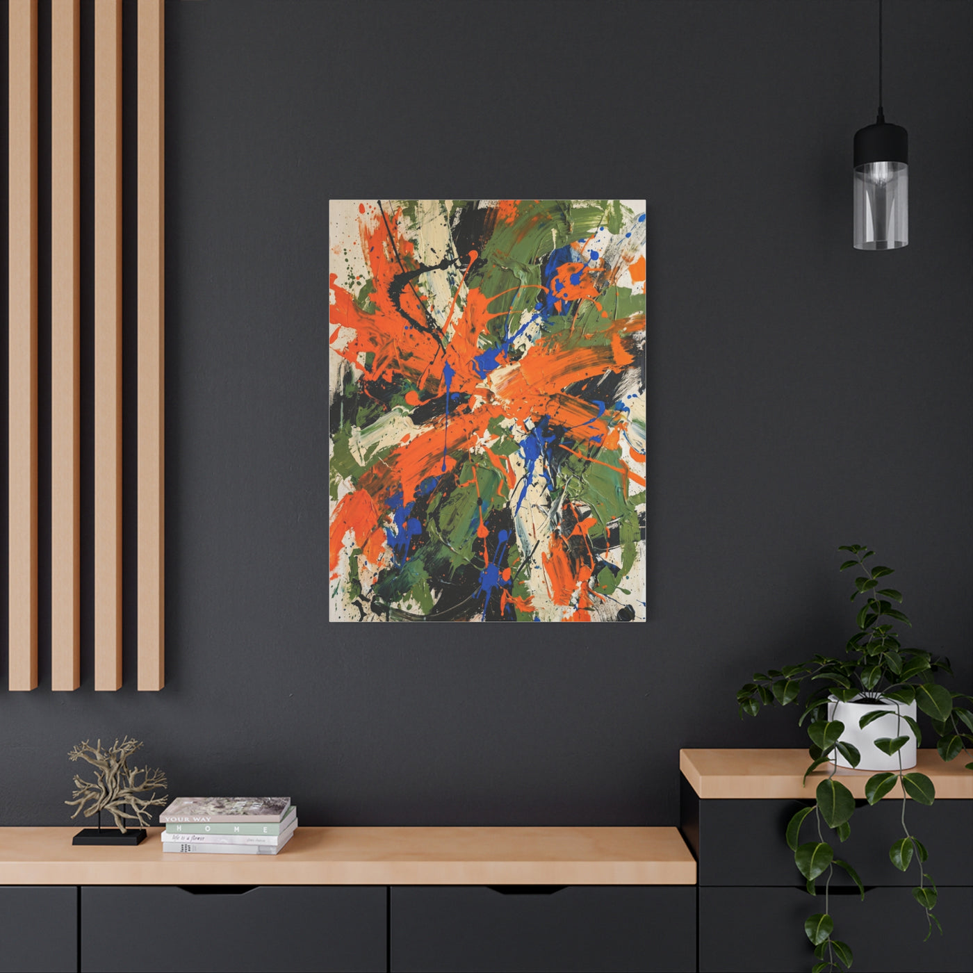 Expressionist Orange Burst Action Painting Wall Art & Canvas Print