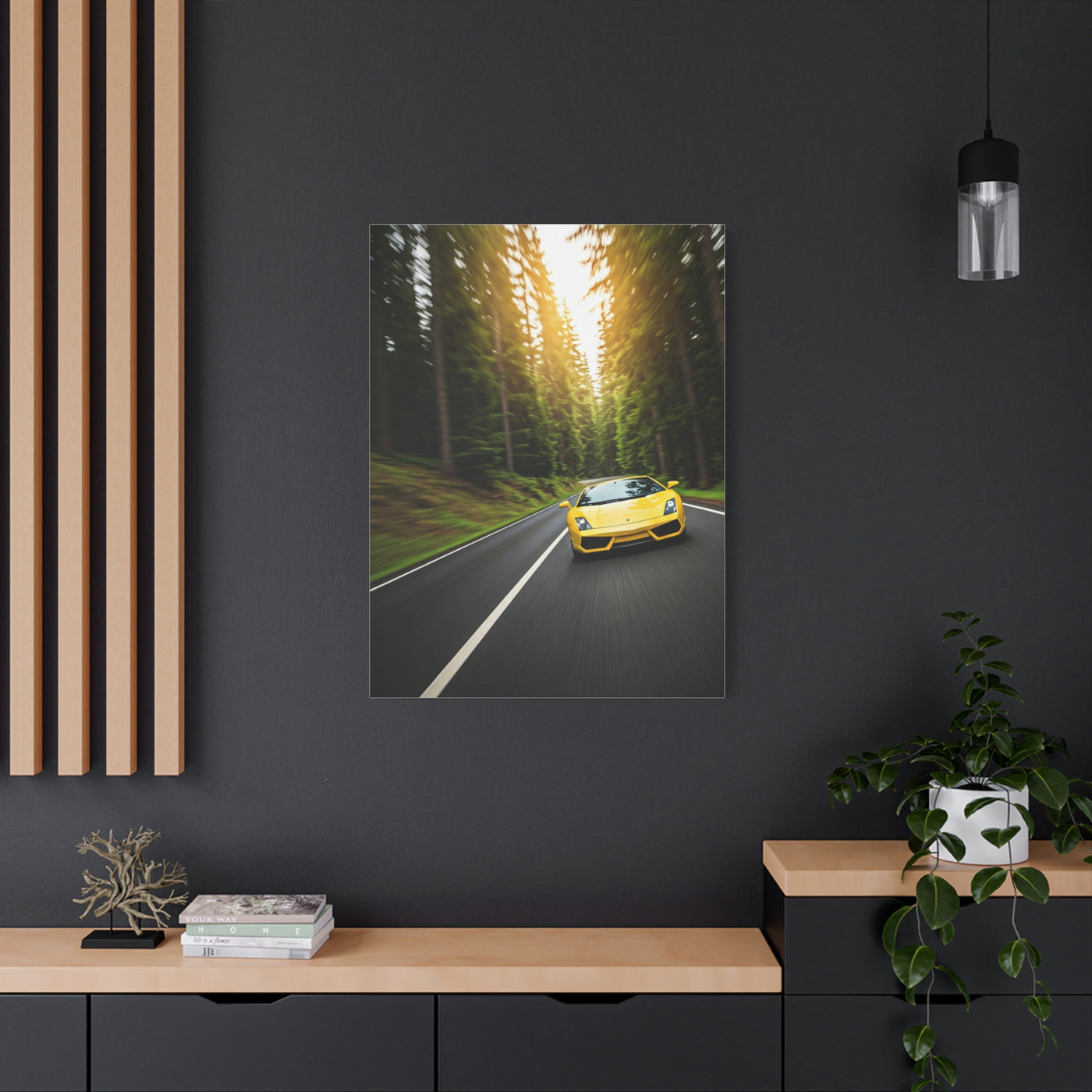 Lamborghini Gallardo Forest Road Charge Wall Art & Canvas Prints