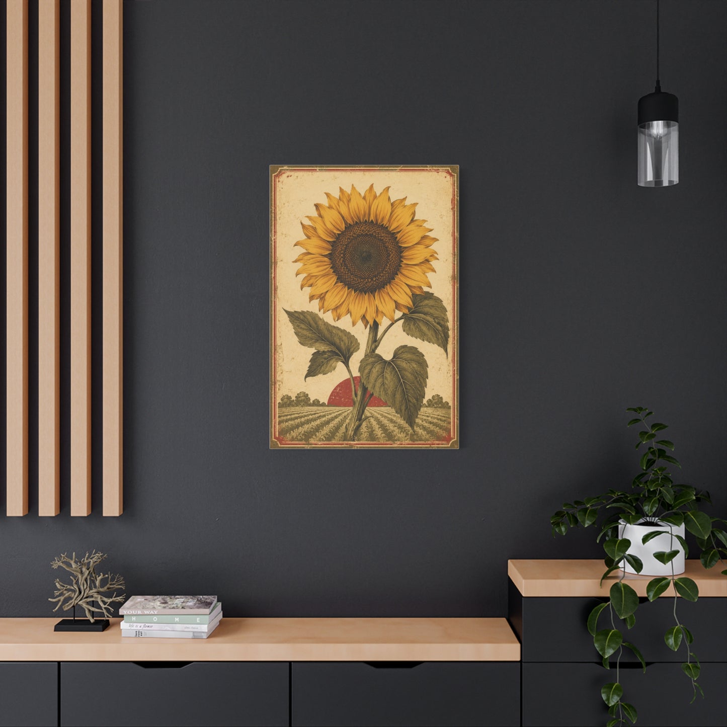 Heritage Field Sunflower Illustration Wall Art & Canvas Print