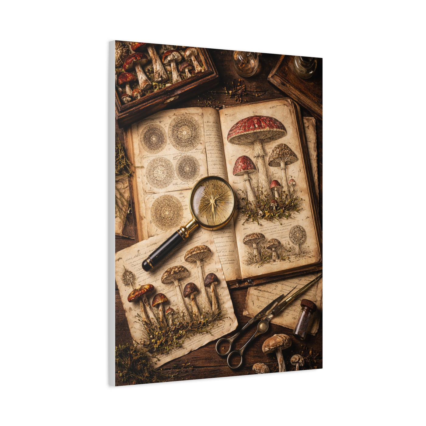 Cabinet-of-Curiosities Mushroom Study Wall Art & Canvas Print