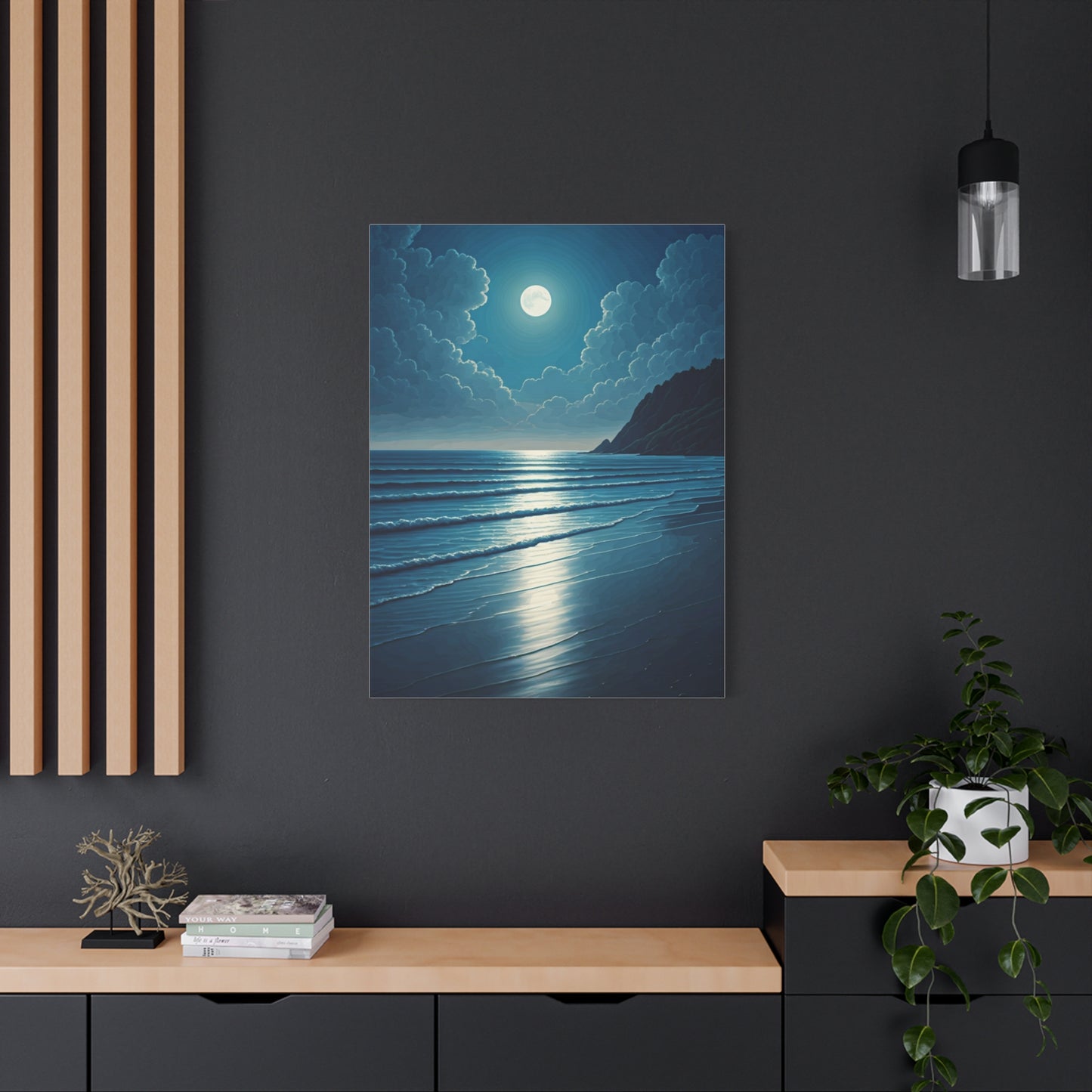 Moonlit Ocean Horizon Night Wall Art & Canvas Prints