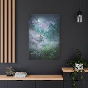 Ethereal White Wolf Moonlit Meadow Scene Wall Art & Canvas Print