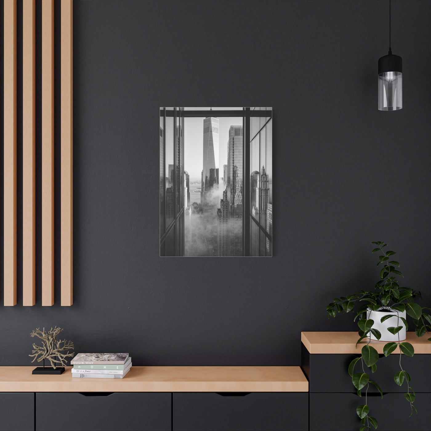 Executive Skyline Through Glass Wall Art & Canvas Print