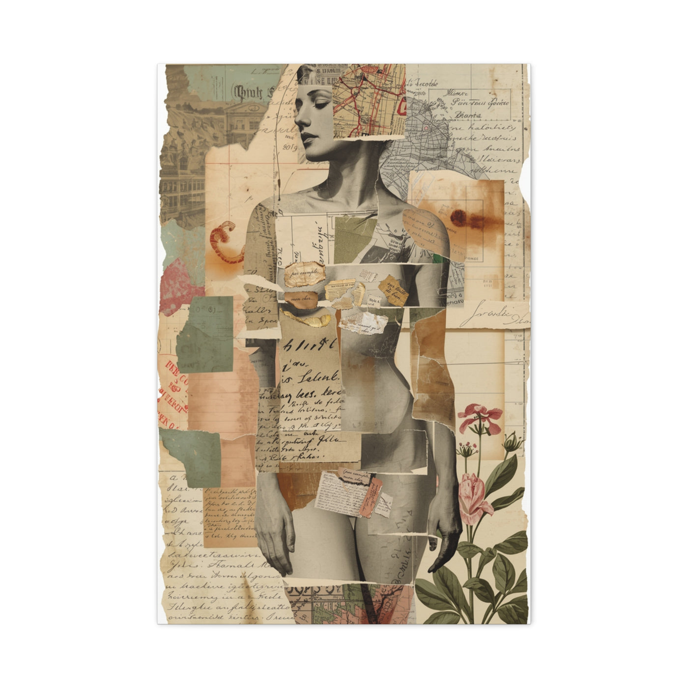 Mixed Media Nude Composition Wall Art & Canvas Print