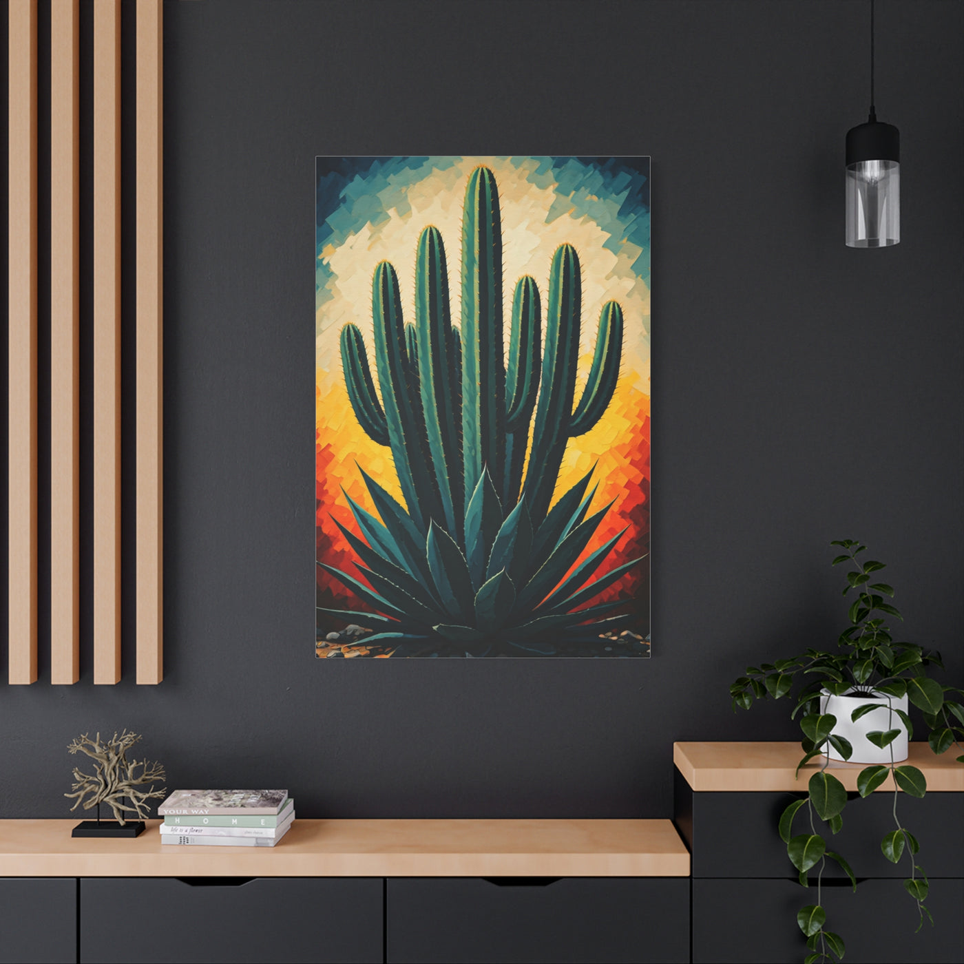 Sunburst Desert Saguaro Illustration Wall Art & Canvas Prints