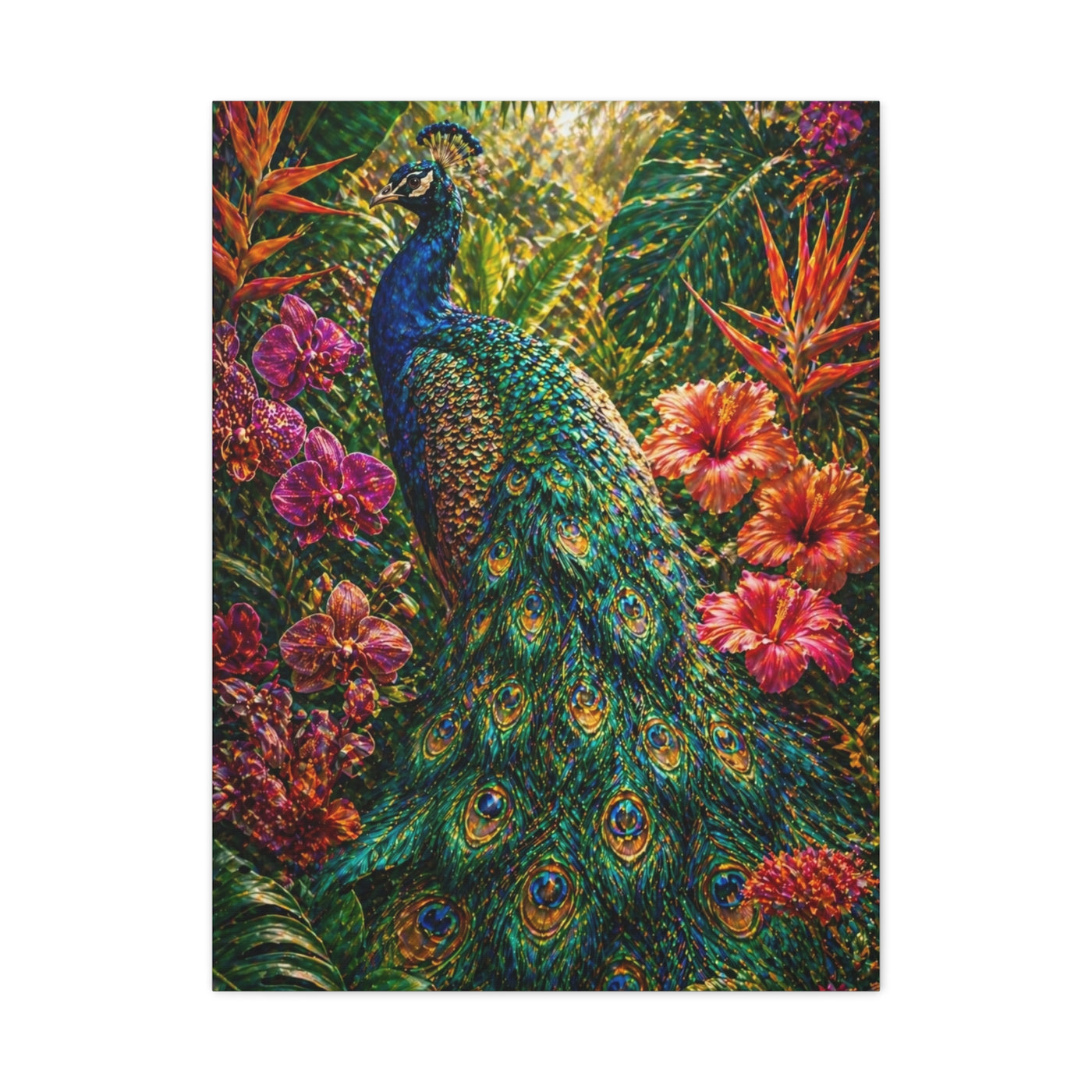 Tropical Maximalist Peacock Jungle Wall Art & Canvas Print