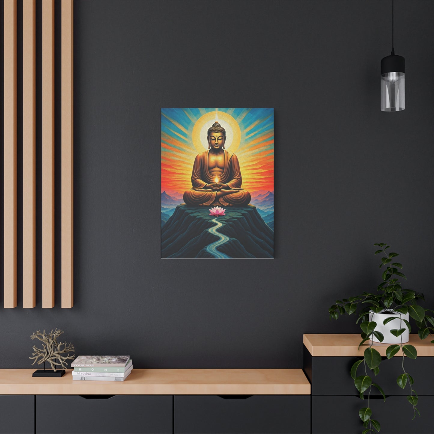Meditative Buddha with Lotus Path Wall Art & Canvas Prints