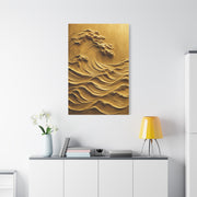 Golden Sculptural Wave Relief Wall Art & Canvas Print