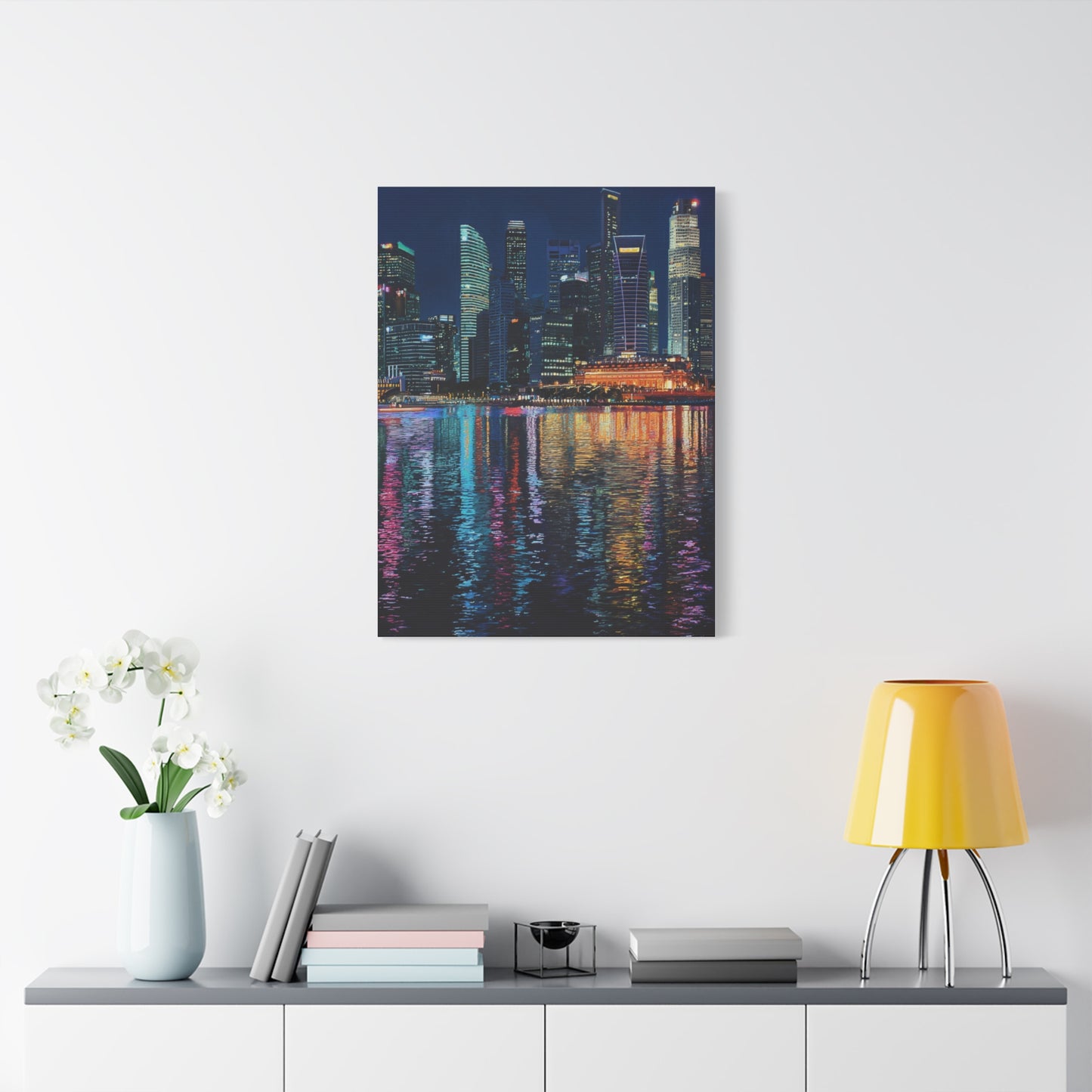 Singapore Skyline Marina Bay Night Reflections Wall Art & Canvas Print