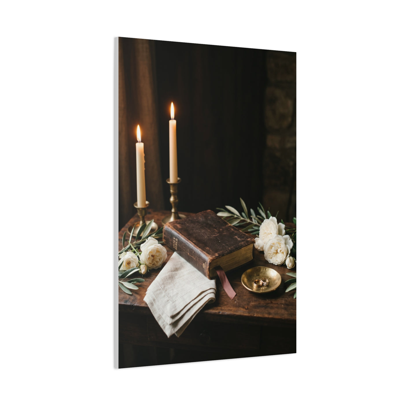Faith & Union Candlelit Still Life Wall Art & Canvas Print