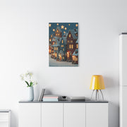 Nordic Winter Village Folk Scene Wall Art & Canvas Print