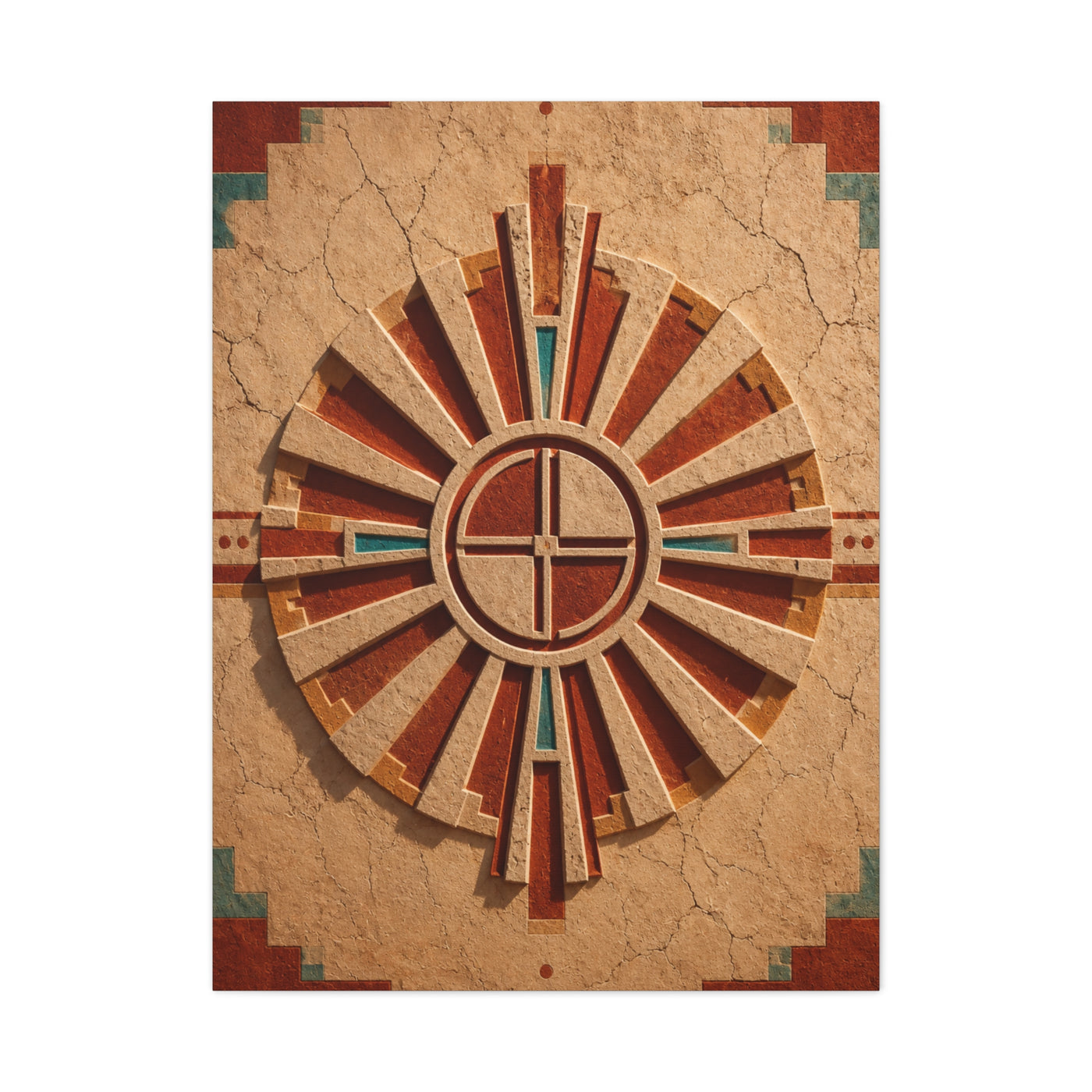 Sacred Sunburst Geometry Southwest Wall Art & Canvas Print