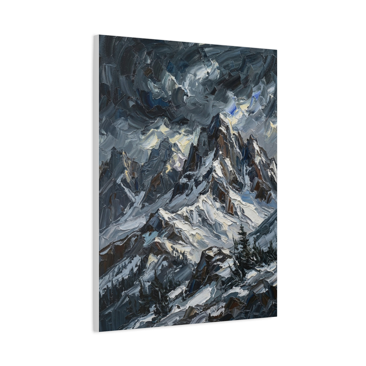 Thick Impasto Oil Mountain Stormscape Wall Art & Canvas Print