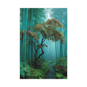 Green Bamboo Grove Mist Path Wall Art & Canvas Print