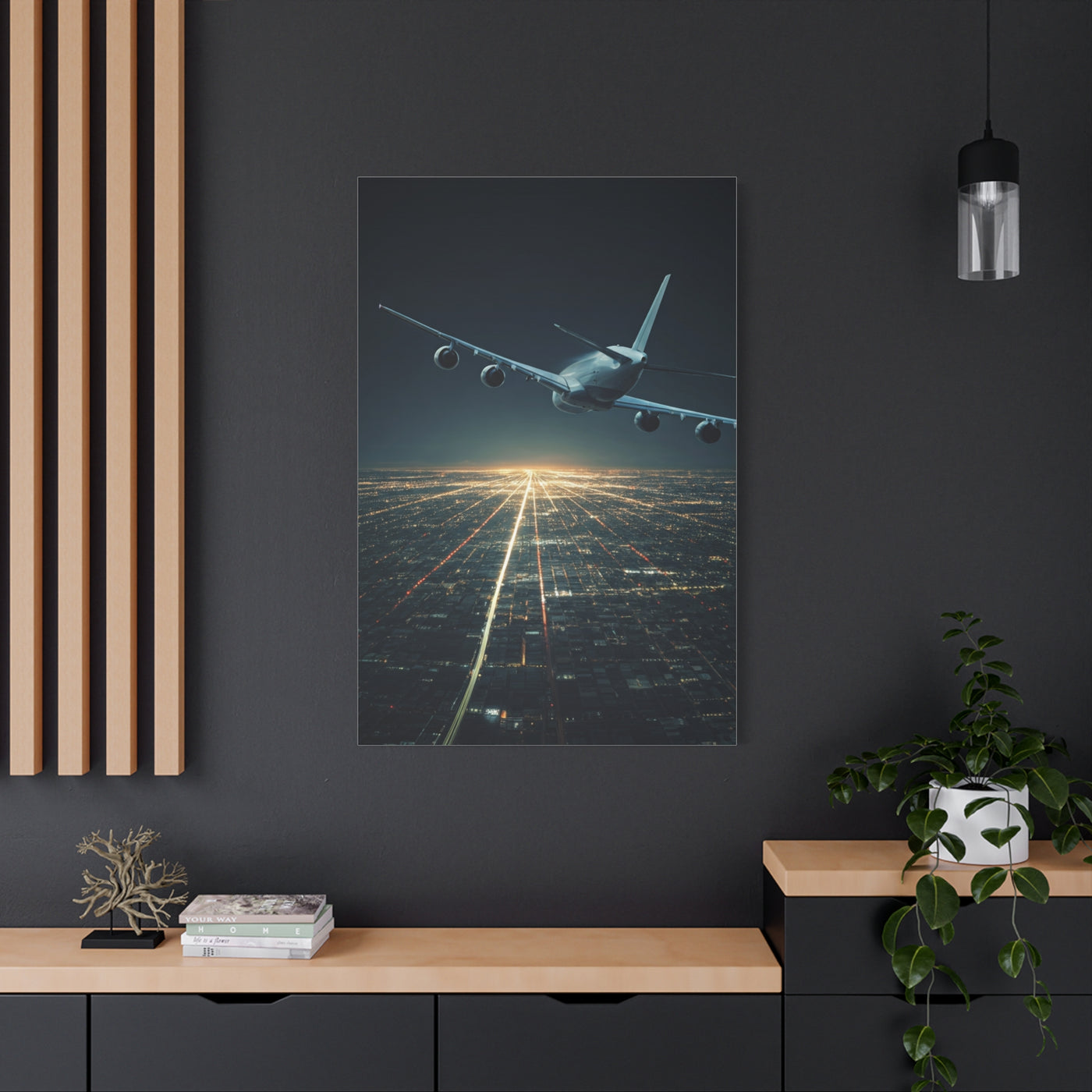 Night Runway Takeoff Journey Wall Art & Canvas Prints