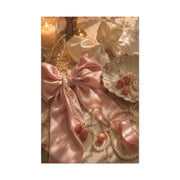 Coquette Silk Bow & Pearl Still Life Wall Art & Canvas Print