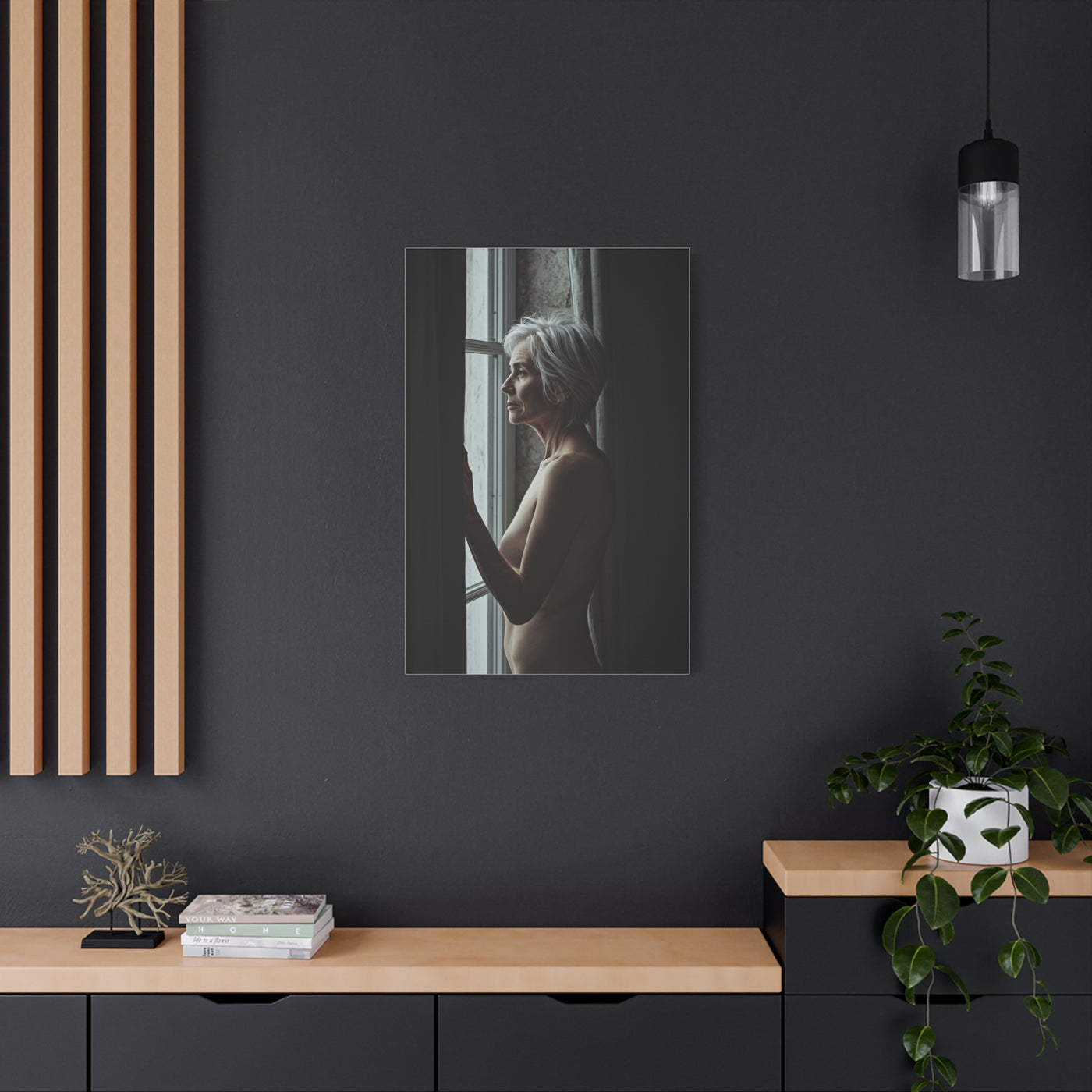 Mature Window Light Nude Study Wall Art & Canvas Print