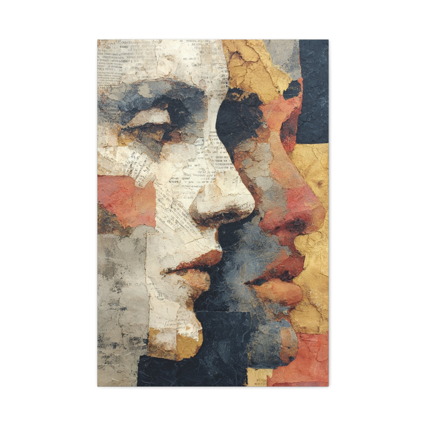 Dual Faces Collage Abstraction Wall Art & Canvas Print