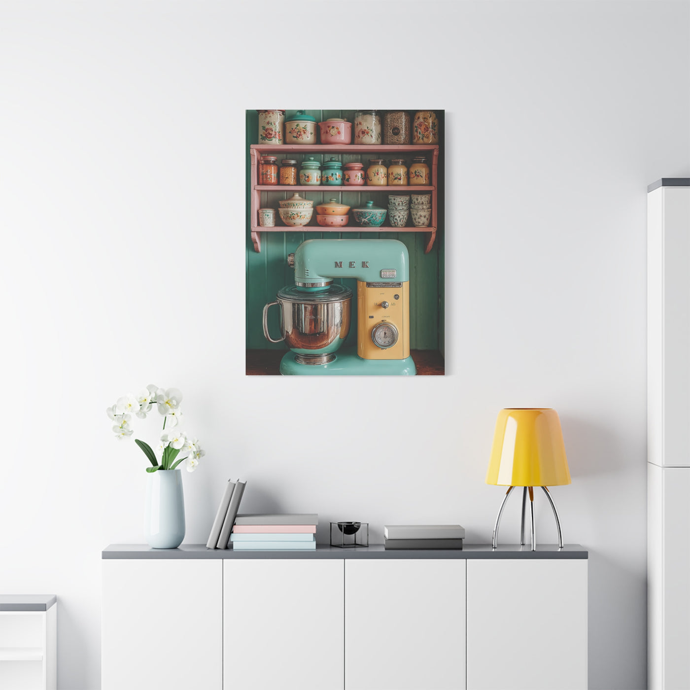 Vintage Pastel Kitchen Mixer Display Wall Art & Canvas Print