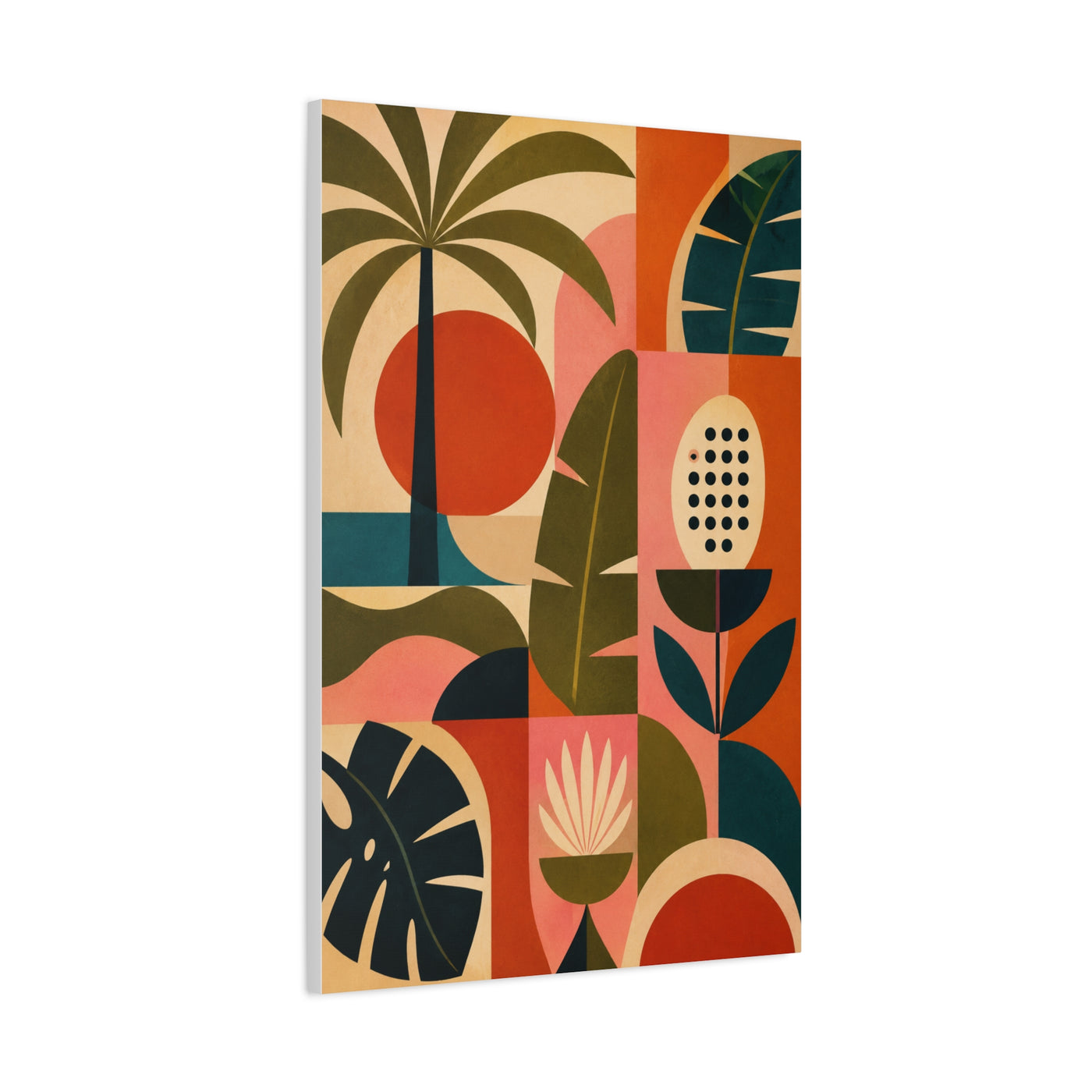 Mid-Century Geometric Tropical Composition Wall Art & Canvas Print